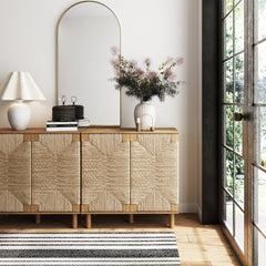 Seagrass Storage Cabinet Credenza Brown (Set of 2)
