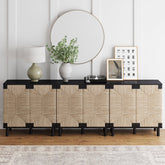 Seagrass Storage Cabinet Credenza Black (Set of 3)