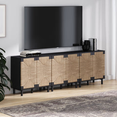 Seagrass Storage Cabinet Credenza Black (Set of 3)