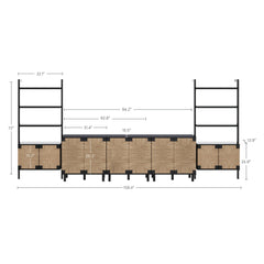 Boho Seagrass Entertainment Center Black (3 Cabinets)