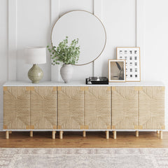 Seagrass Storage Cabinet Credenza White (Set of 3)