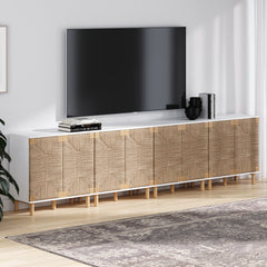 Large Seagrass Storage Cabinet Credenza White (Set of 4)