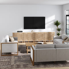 Large Seagrass Storage Cabinet Credenza White (Set of 4)