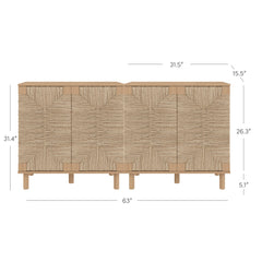 Seagrass Storage Cabinet Credenza Raw Oak (Set of 2)