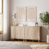 Seagrass Storage Cabinet Credenza Raw Oak (Set of 2)