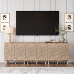 Seagrass Storage Cabinet Credenza Raw Oak (Set of 3)
