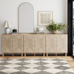Seagrass Storage Cabinet Credenza Raw Oak (Set of 3)