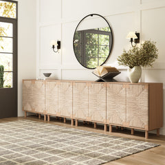 Large Seagrass Storage Cabinet Credenza Raw Oak (Set of 4)