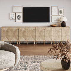 Large Seagrass Storage Cabinet Credenza Raw Oak (Set of 4)