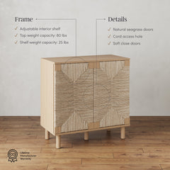 Large Seagrass Storage Cabinet Credenza Raw Oak (Set of 4)