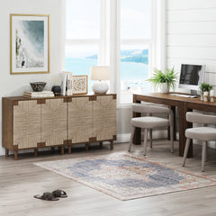 Seagrass Storage Cabinet Credenza Dark Brown (Set of 2)