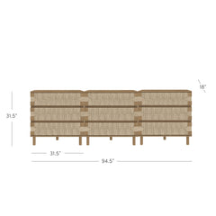 Boho Seagrass 3-Drawer Dresser Light Brown (Set of 3)
