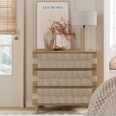 Boho Seagrass 3-Drawer Dresser Light Brown