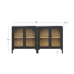 Arched Glass Door TV Console for TVs up to 65" Black