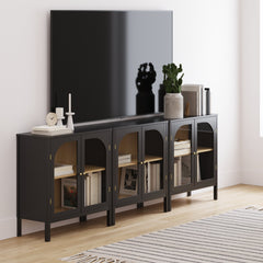 Arched Glass Door TV Console for TVs up to 75" Black
