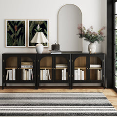 Arched Glass Door TV Console for TVs up to 75" Black