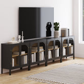 Arched Glass Door TV Console for TVs up to 100" Black