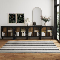 Arched Glass Door TV Console for TVs up to 100" Black