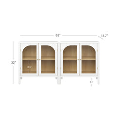 Arched Glass Door TV Console for TVs up to 65" White