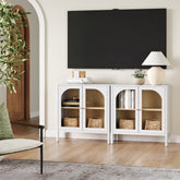 Arched Glass Door TV Console for TVs up to 65" White