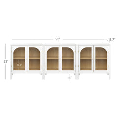 Arched Glass Door TV Console for TVs up to 75" White