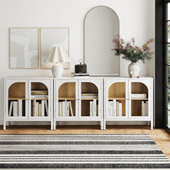 Arched Glass Door TV Console for TVs up to 75" White