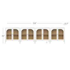 Arched Glass Door TV Console for TVs up to 100" White