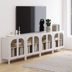 Arched Glass Door TV Console for TVs up to 100" White