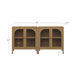 Arched Glass Door TV Console for TVs up to 65" Brown