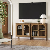 Arched Glass Door TV Console for TVs up to 65" Brown