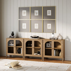 Arched Glass Door TV Console for TVs up to 75" Brown