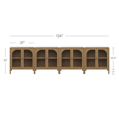Arched Glass Door TV Console for TVs up to 100" Brown