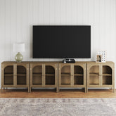 Arched Glass Door TV Console for TVs up to 100" Brown