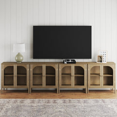 Arched Glass Door TV Console for TVs up to 100" Brown