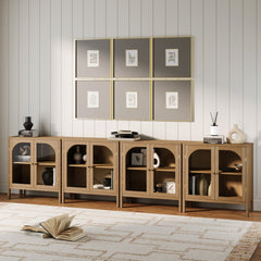 Arched Glass Door TV Console for TVs up to 100" Brown