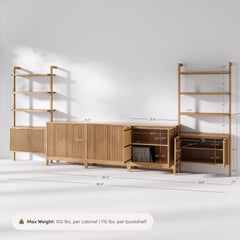 Mid-Century Entertainment Center Warm Pine (3 Cabinets)