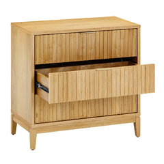 Mid-Century Fluted 3-Drawer Dressers Warm Pine (Set of 2)