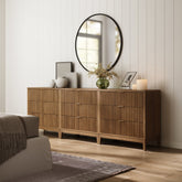 Bohemian Solid Wood 3-Drawer Fluted Dresser Light Brown (Set of 3)