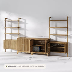 Mid-Century Entertainment Center Light Brown (2 Cabinets)