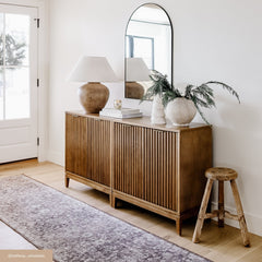 Mid-Century Fluted Storage Cabinet Light Brown