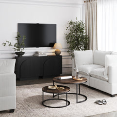 Arched Kitchen Cabinet Credenza Black (Set of 2)