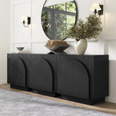 Arched Kitchen Cabinet Credenza Black (Set of 3)