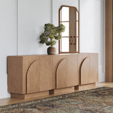 Arched Kitchen Cabinet Credenza Oak (Set of 3)