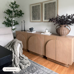 Arched Kitchen Cabinet Credenza Oak (Set of 3)