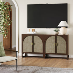 Boho Arched Storage Credenza Dark Acacia (Set of 2)