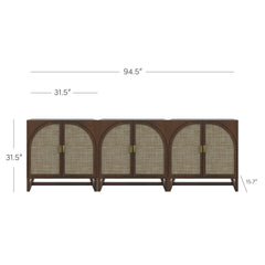 Boho Arched Storage Credenza Dark Acacia (Set of 3)