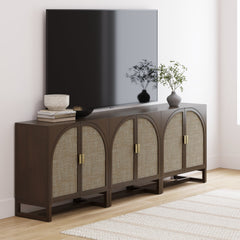 Boho Arched Storage Credenza Dark Acacia (Set of 3)