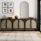 Boho Arched Storage Credenza Dark Acacia (Set of 3)
