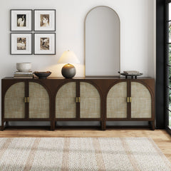 Boho Arched Storage Credenza Dark Acacia (Set of 3)