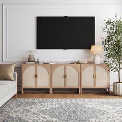 Boho Arched Cabinet Credenza Raw Oak (Set of 3)